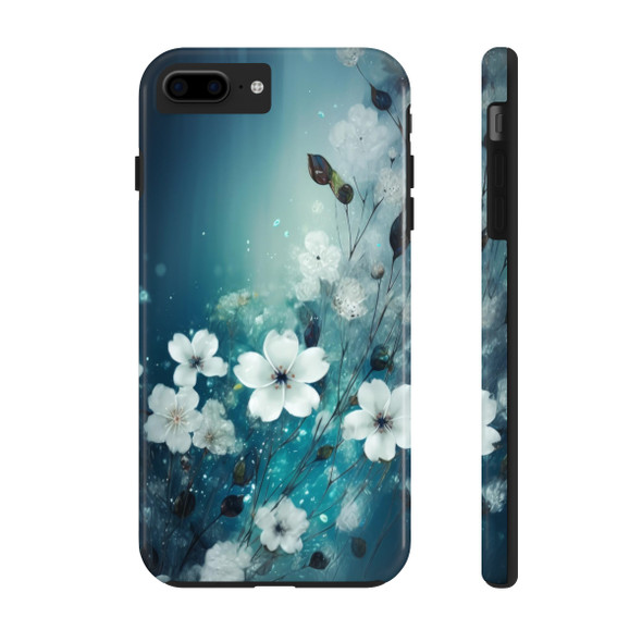 Spring in White and Blue design Tough Phone Case iPhone in 21 different sizes. Compatible iPhone 7, 8, X, 11, 12, 13, 14 and more.