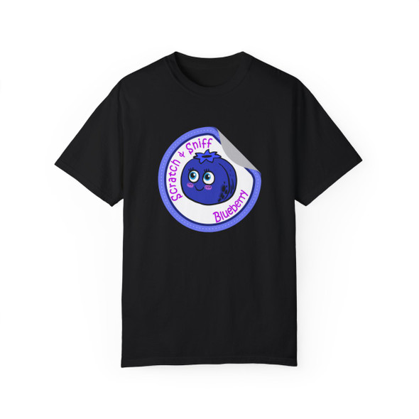 Blueberry Scratch and Sniff Sticker T Shirt| 90's Nostalgia Tee| Comfort Colors| Unisex Garment-Dyed T-shirt