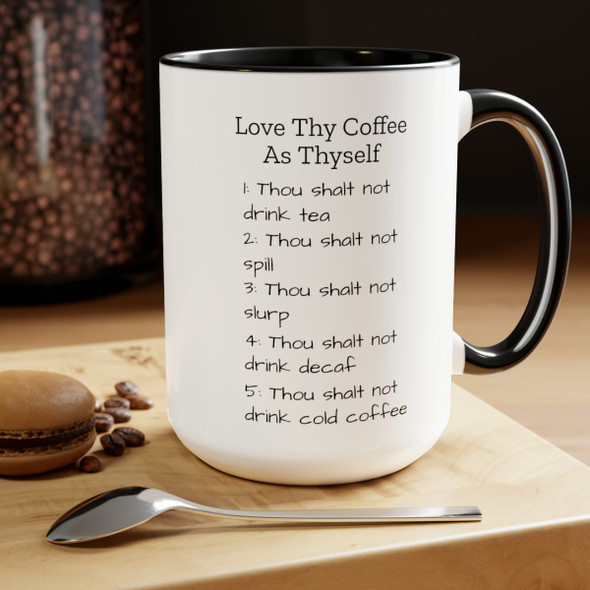 Coffee Commandments Two-Tone Coffee Mugs, 15oz