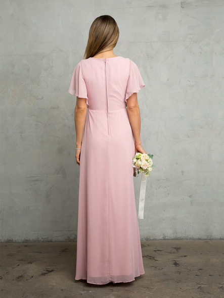 Eva USA 3442 Chiffon Bridesmaid Gown With Flutter Sleeves
