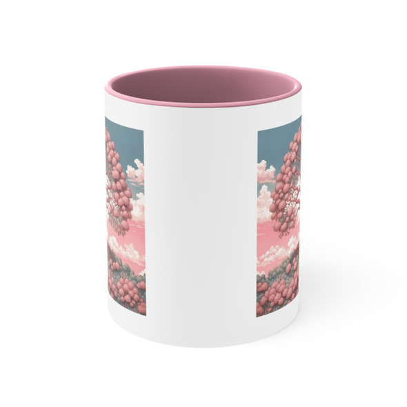 Pink Tree of Life Rowan Tree Accent Coffee Mug, 11oz. Great for coffee, tea, cocoa or the beverage of your choice.