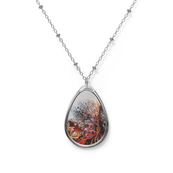 Abstract Swirls Pattern Oval Necklace