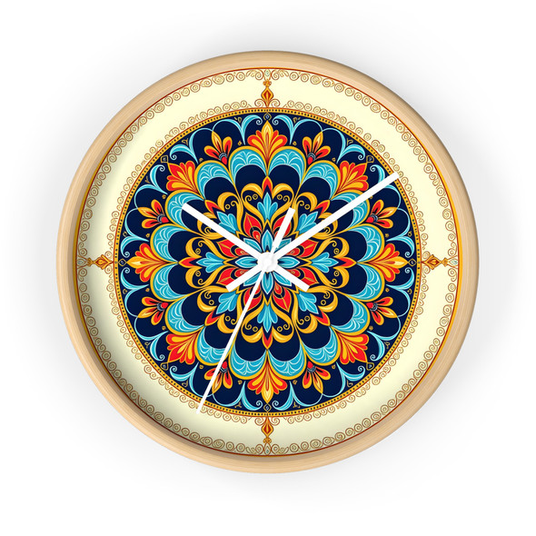 Elegant Mandala Wall Clock - Bohemian Home Decor, Colorful Clock for Living Room, Unique Gift for Housewarming, Timeless Art Piece