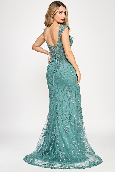 Lenovia 8350 Embroidered Mesh Mermaid Style Formal Gown
