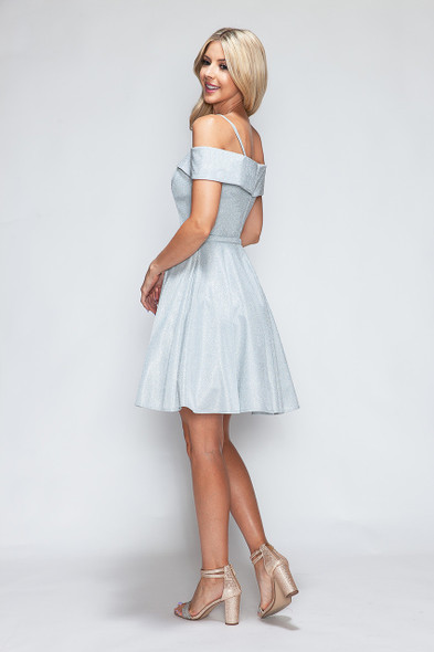 Lenovia 3092 Short Stretch Metallic Homecoming Dress