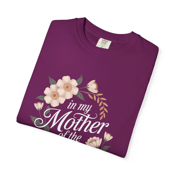 Mother of the Bride T-Shirt, Unisex Floral Tee, Bridal Party Gift, Wedding Celebration Apparel, Eco-Friendly Garment-Dyed Shirt