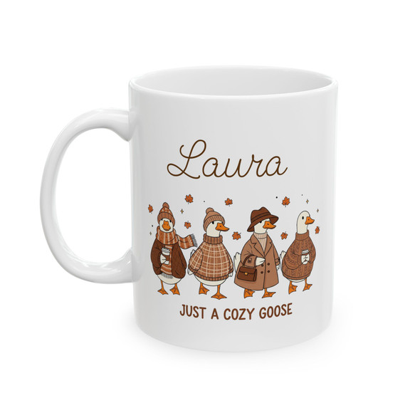 Whimsical Personalized Cozy Goose Mug| Coffee Lovers, Quirky Birthday Gift, Tea Lover, Kitchen Decor, Cocoa Mug