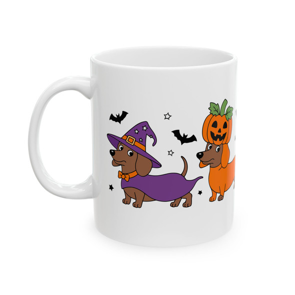 Halloween Dachshund Ceramic Mug, Pumpkin Mug, Dog Lover Gift, Cute Halloween Decor, Witch Dog Mug