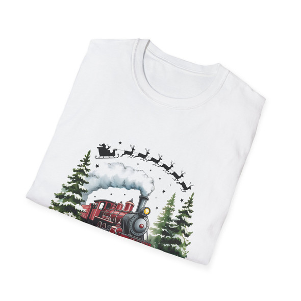 Christmas 'Believe' Santa And Train T-Shirt| Gildan Softstyle Holiday Apparel, Family Gift, Christmas Spirit Tee| Unisex Graphic Shirt  Christmas 'Believe' Santa And Train T-Shirt| Gildan Softstyle Holiday Apparel, Family Gift, Christmas Spirit Tee| Unisex Graphic Shirt