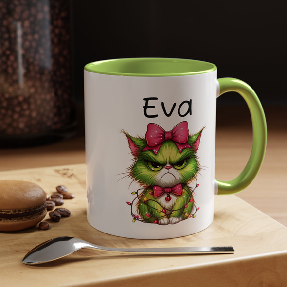 Personalized Christmas Grumpy Cat Coffee Mug | Personalized Gift for Cat Lovers, Cute Pet Mug, Unique Cat Mom Gift, Fun Kitchen Decor, Holiday Tea Mug