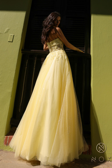 Nox Anabel 1326-T Embroidered A-line Sparkle Tulle Formal Prom Gown