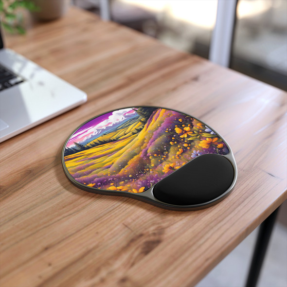 Mouse Pad With Vibrant Floral Landscape, Ergonomic Desk Accessory, Gift for Gamers, Office Decor, Computer Accessories, Gift for Her