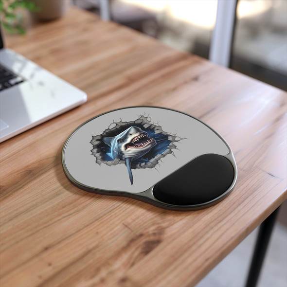Ocean Theme 3 Dimensional Mouse Pad with Wrist Rest, Shark Desk Accessory, Gift for Gamer, Office Decor, Unique Computer Accessories
