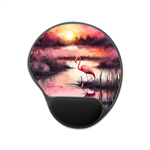 Flamingo Sunset Mouse Pad With Wrist Rest - Colorful Desk Accessory for Home or Office, Perfect Gift for Bird Lovers, Ergonomic Design