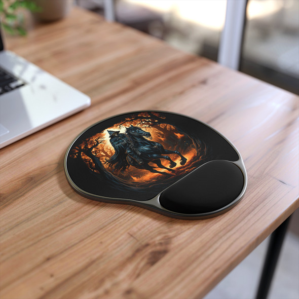 Dark Horseman Mouse Pad with Wrist Rest, Fantasy Desk Accessory, Gamer Gift, Office Decor, Perfect for Halloween