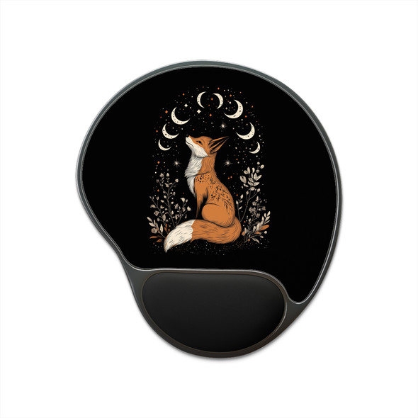 Celestial Fox Mouse Pad with Wrist Rest, Cozy Workspace Decor, Office Gift, Unique Computer Accessory, Moon Phases Design Celestial Fox Mouse Pad with Wrist Rest, Cozy Workspace Decor, Office Gift, Unique Computer Accessory, Moon Phases Design