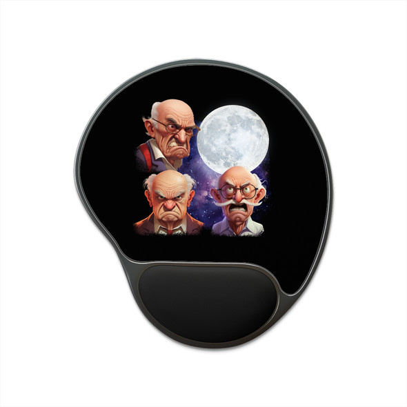 Funny Grumpy Grandpa Mouse Pad with Wrist Rest, Office Desk Fun Gift, Gamer Accessory, Cool Work Station Decor, Unique Present