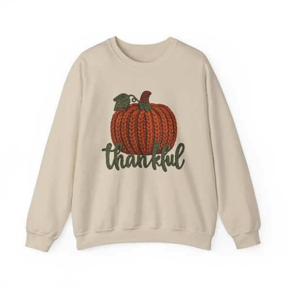 Thankful Knit Look Pumpkin Crewneck Sweatshirt