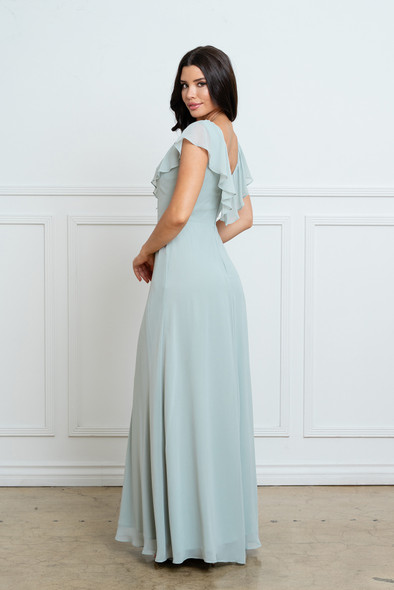 Eva USA 3328 Classic Chiffon Bridesmaid Dress With Flutter Sleeves