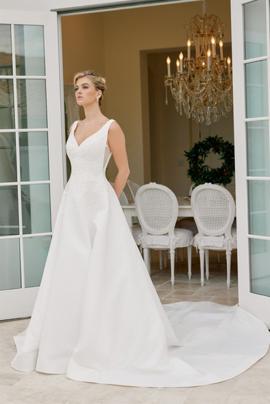 Nox Anabel JW1049 Minimalist Floral Pattern Satin Wedding Gown