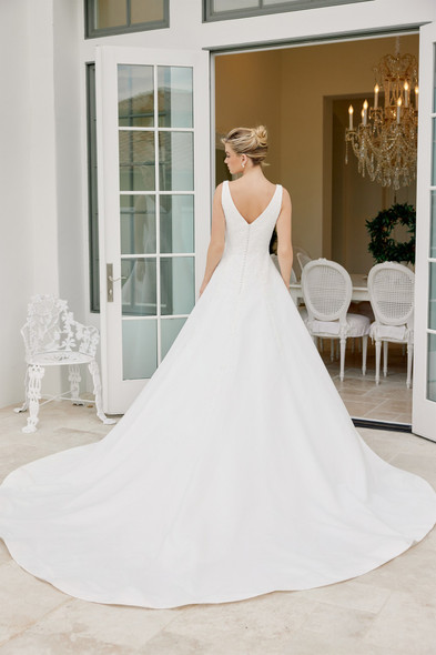 Nox Anabel JW1049 Minimalist Floral Pattern Satin Wedding Gown