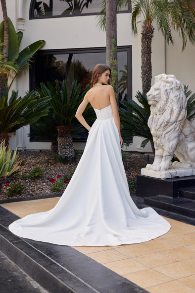 Nox Anabel JW1045 Satin Minimalist Bridal Gown With Chapel Train