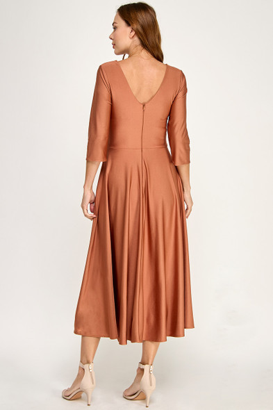 Perrty by Lenovia 3127 Tea Length Bridesmaid or Formal Dress Stretch Yoga