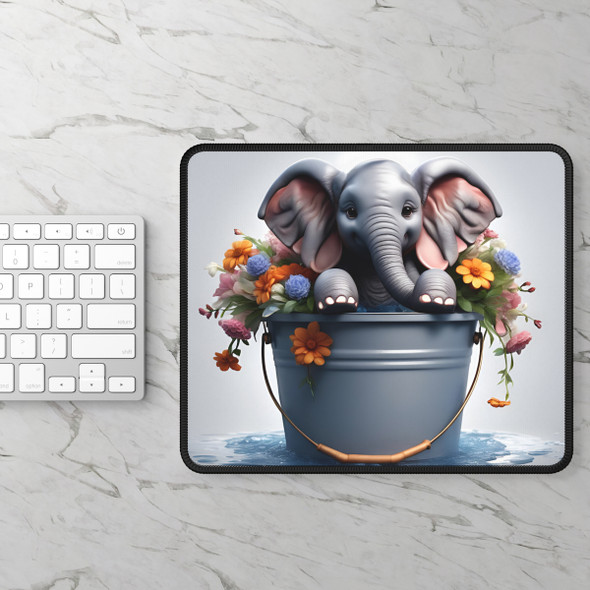 Baby Elephant in a Bucket Gaming Mouse Pad