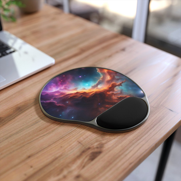 Space Nebula Design Mouse Pad With Wrist Rest Ergonomic for Carpal Tunnel