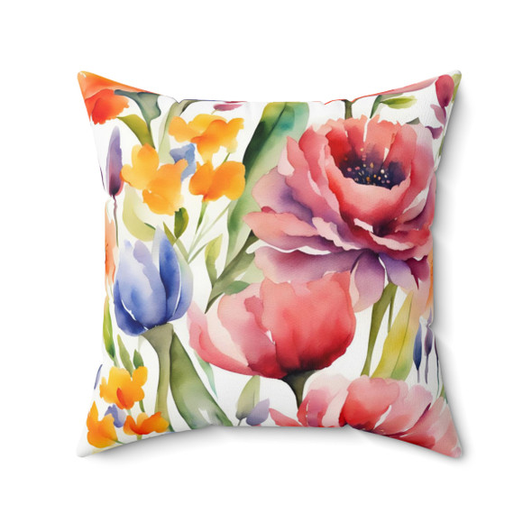 Floral Watercolor Style Decorative Accent Throw Pillow Sofa Couch Living Room Decor bed bedroom zipper flowers spring Easter pillows