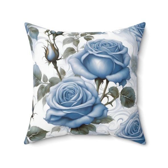 Blue Rose Accent Throw Pillow