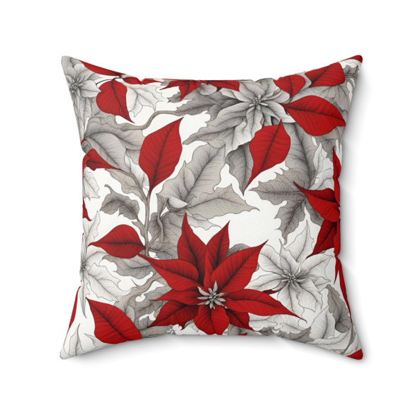 Pretty Poinsettia Decorative Accent Throw Pillow