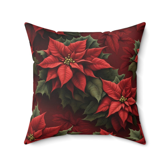 Poinsettia Christmas Decorative Accent Throw Pillow