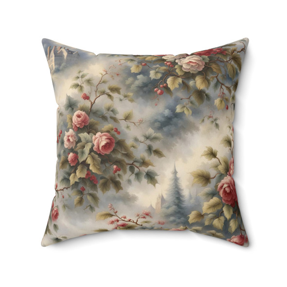 Christmas Rose Pattern Accent Decorative Throw Pillow