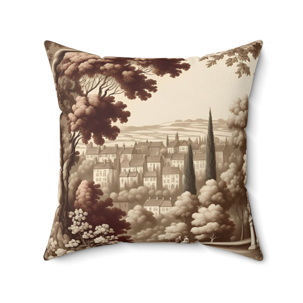 Old World Style Village Scene Decorative Accent Throw Pillow