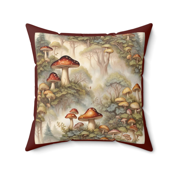 Magical Woodland Mushroom Throw Pillow| William Morris Inspired| Cottagecore Toile