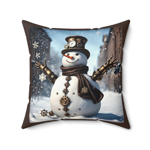 Steampunk Snowman Throw Pillow | Unique Design| Living Room, Bedroom, Dorm Room