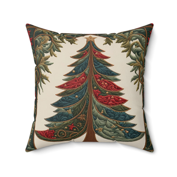 Christmas Tree Old World Style Decorative Throw Pillow Sofa Couch Living Room Decor Holiday Embroidery green red cream zipper