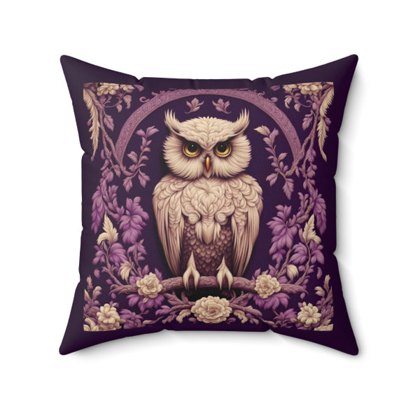 Purple Owl Design Pillow| De Jouy Style Tapestry Look Throw Pillow|  Sofa, Bedroom, or Dorm Room| Zippered and Washable
