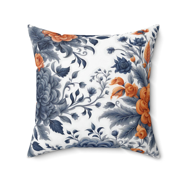 Orange Splash on Navy Blue Decorative Accent Throw Square Pillow for sofa couch bedroom living room decor christmas holiday