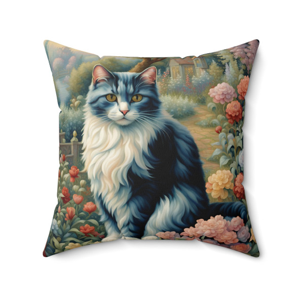 Garden Cat Sofa Throw Pillow. Perfect for the cat lover in your life. Great for Christmas, birthday or housewarming gifts.