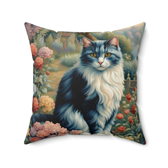 Garden Cat Sofa Throw Pillow. Perfect for the cat lover in your life. Great for Christmas, birthday or housewarming gifts.