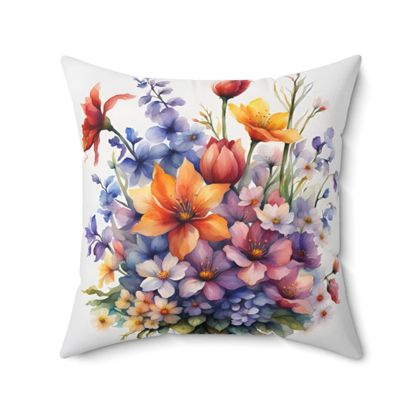 Spring Bouquet Decorative Accent Throw Pillow Living Room Decor Sofa Couch bed bedroom flowers pastels lilies zipper easter removable cover