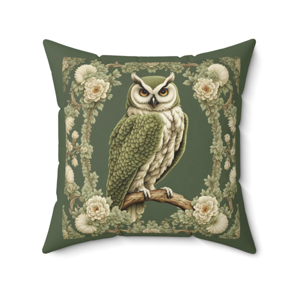 Sage Green Owl Design Pillow| De Jouy Style Tapestry Look| Throw Pillow Sofa, Bedroom, or Dorm Room| Zippered and Washable