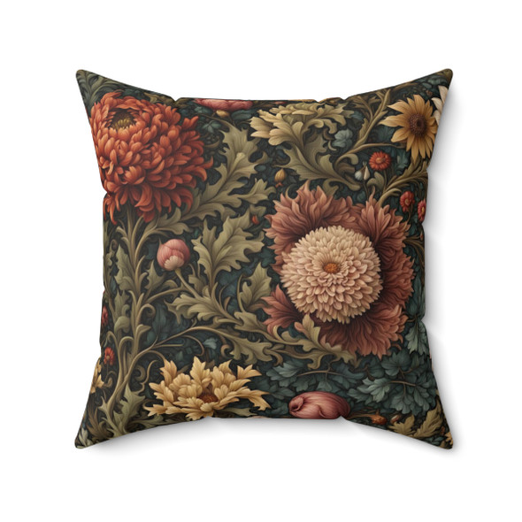 Woodland Floral Pattern Old World Style Throw Pillow Decorative Accent Polyester Square for sofa couch living room William Morris inspired