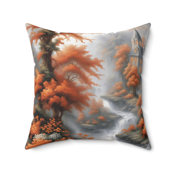 Burnt Orange Toile Style Accent Pillow