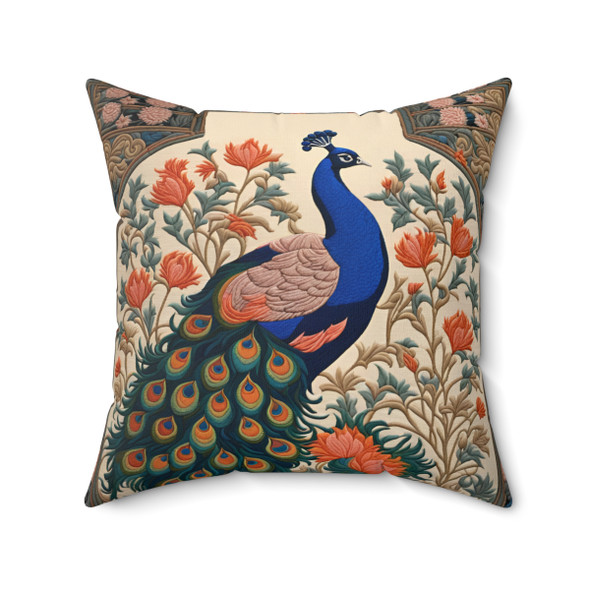 Peacock Design Square Pillow William Morris Inspired