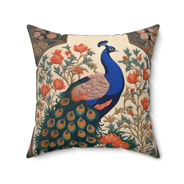 Peacock Design Square Pillow William Morris Inspired
