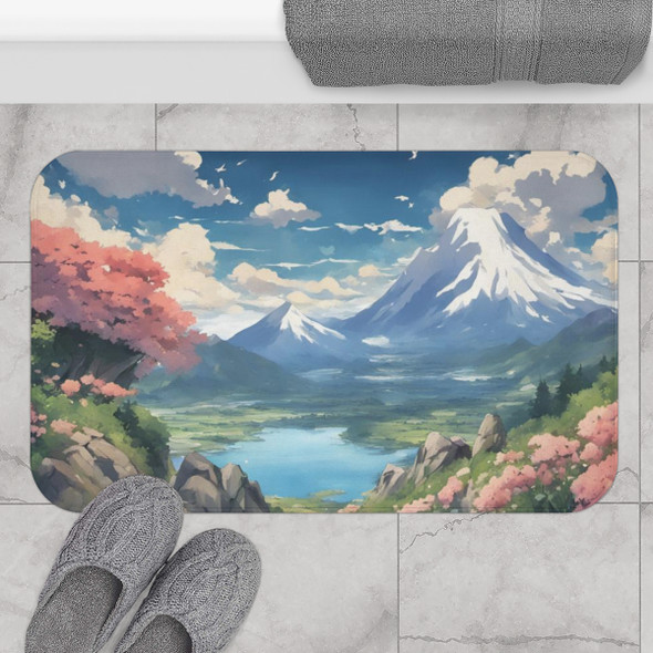 Anime Mountain Scene Antislip Microfiber Bath Mat