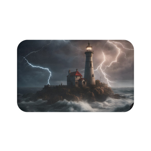 Lighthouse in the Storm Microfiber Nonslip Bath Mat